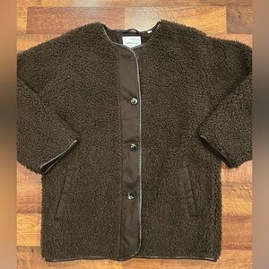 Wilfred Free Teddy Coat Aritzia Women’s Size Small Brown Button Closure